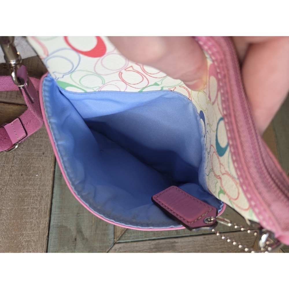 COACH Pink and Multicolor Signature Rainbow Swingpack Crossbody‎ File Bag - Picture 5 of 8
